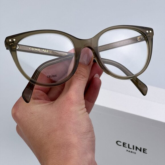 Celine CL50068I 093 CELINE THIN BRAND NEW Eyeglasses Transparent Khaki Women